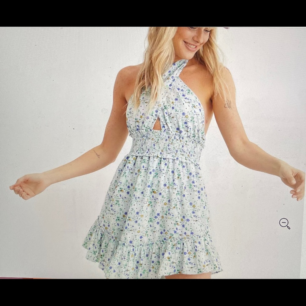 Aerie Spring Fling Halter Dress